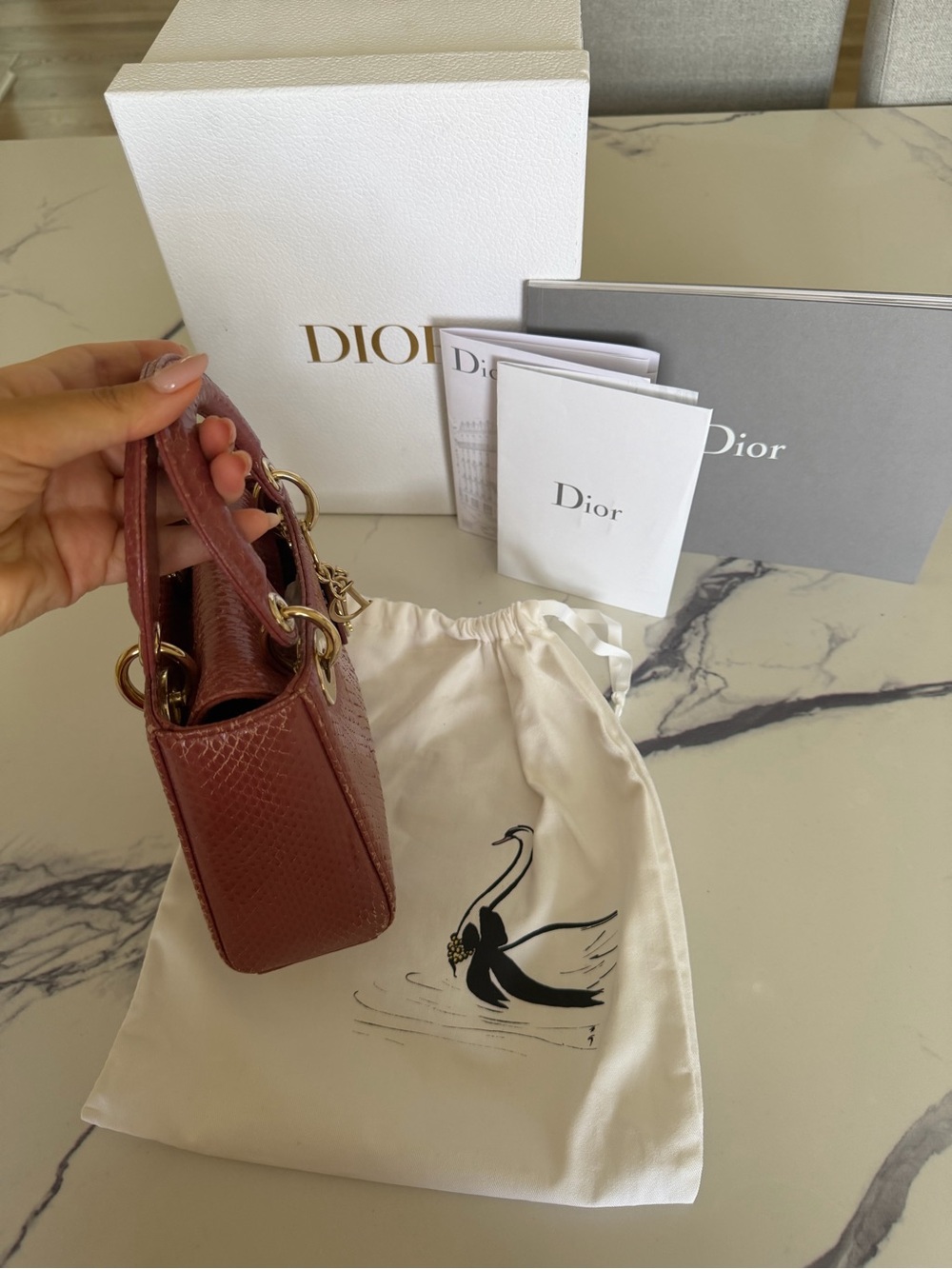 Authentic Mini Lady Dior in Blush Python with Gold Hardware — FULL SET from 2019 - Picture 8 of 16